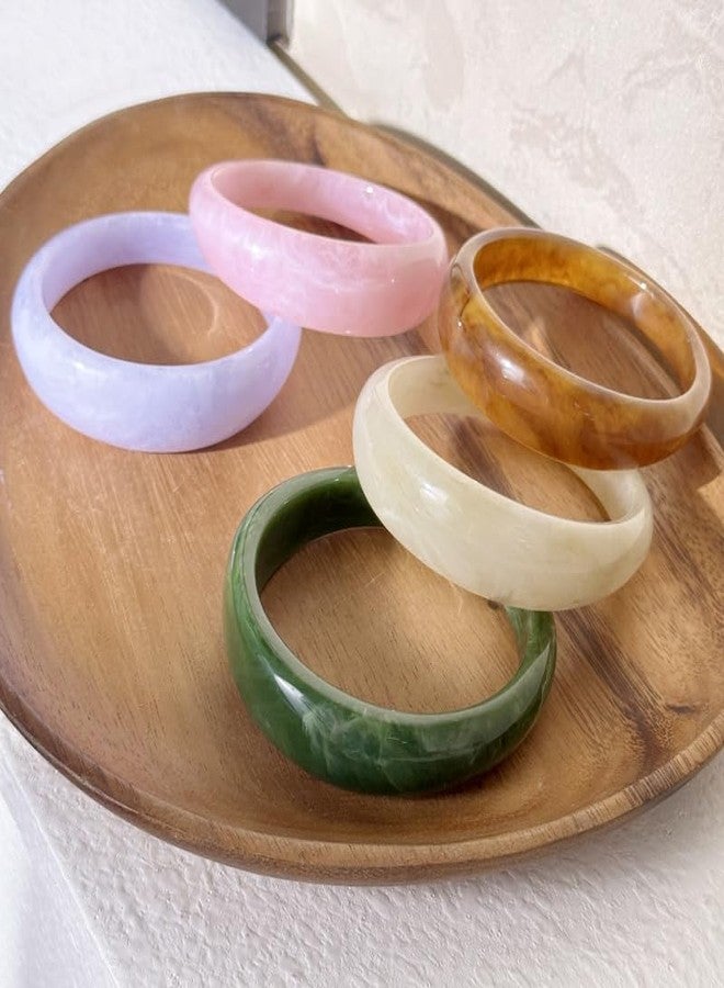 DATOA Geometric Chunky Acrylic Cuff Bangle Bracelet Marbling Colorful Irregular Resin Acetate Wide Wristband Bracelet Statement Jewelry for Women - Green - Image 5